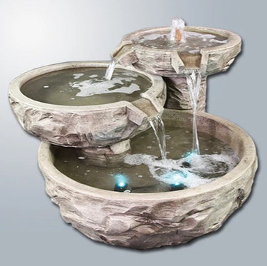 Giannini Garden Basalt Triple Cascade Fountain
